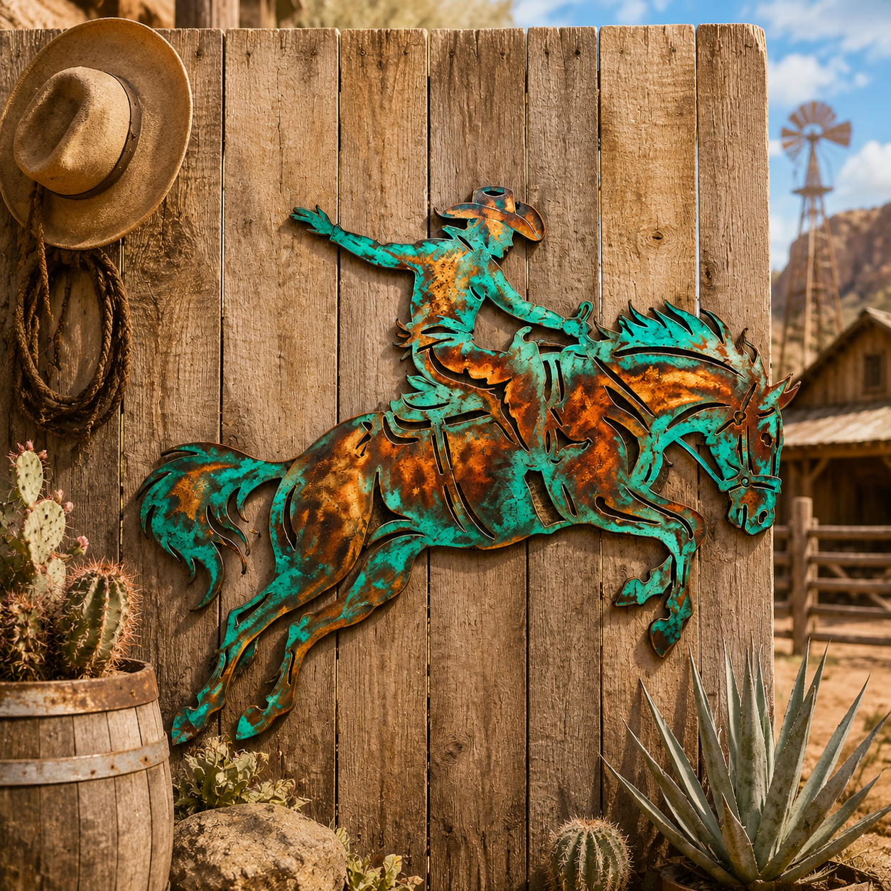 Cowboy Horse Rider Metal Wall Decor