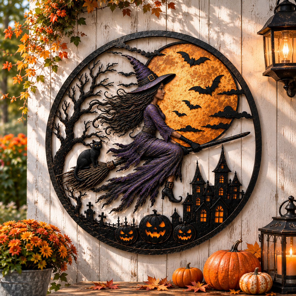 Witch Moon Halloween Metal Wall Decor