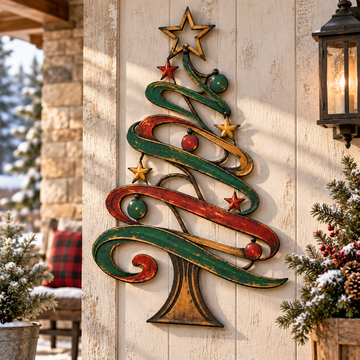 Rustic Christmas Tree Metal Wall Decor