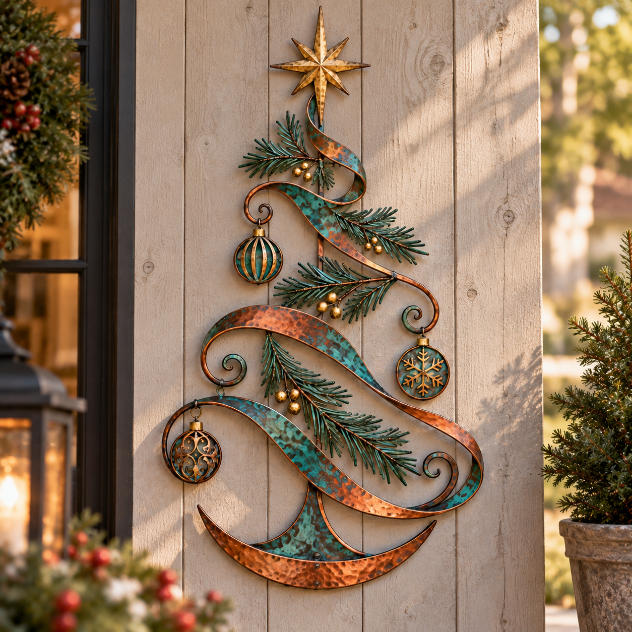 Rustic Christmas Tree Metal Wall Decor