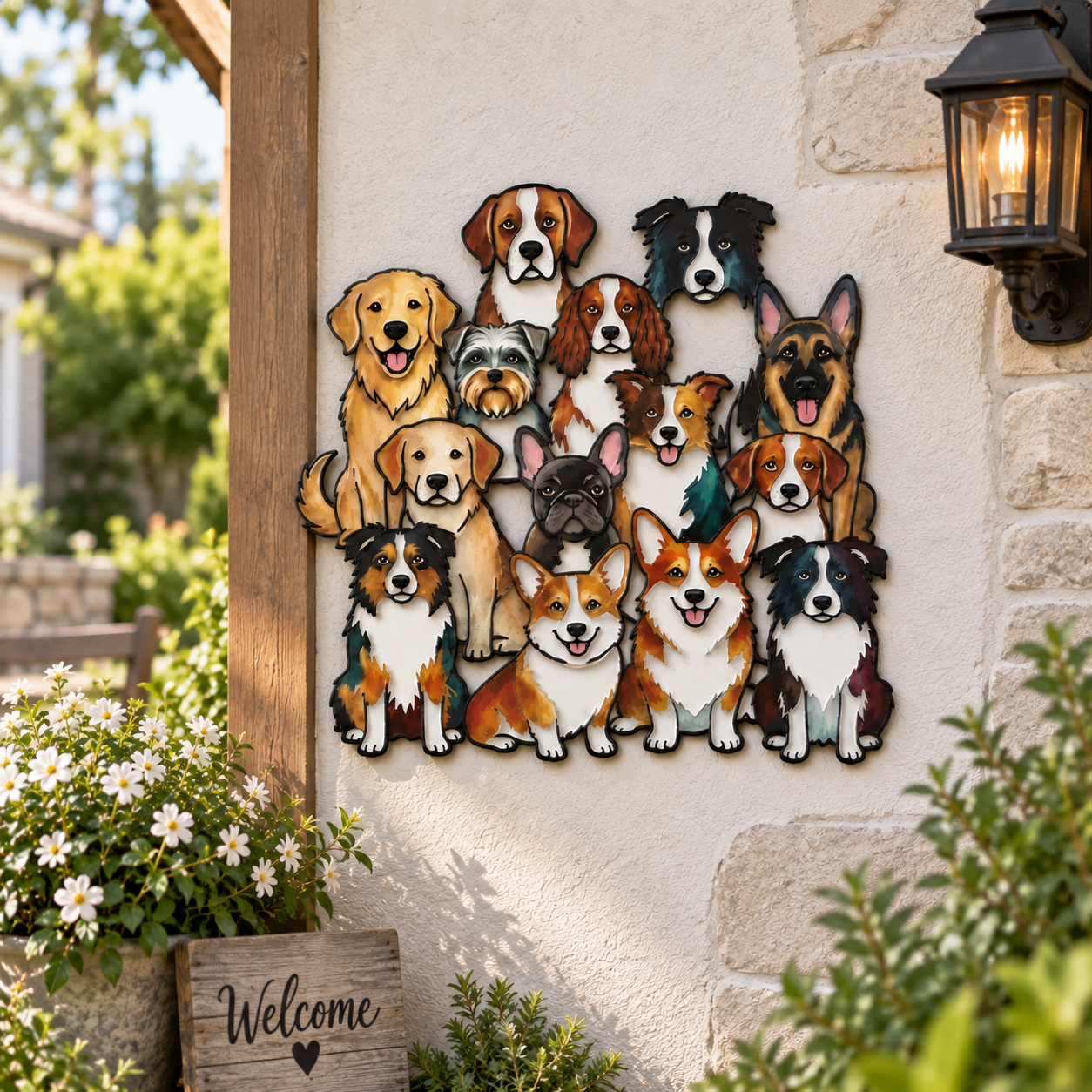 Colorful Multi-Breed Dog Wall Decor