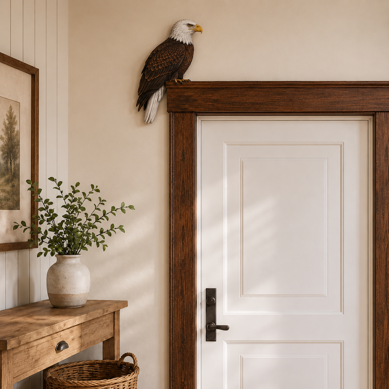 Wooden Bald Eagle Door Topper