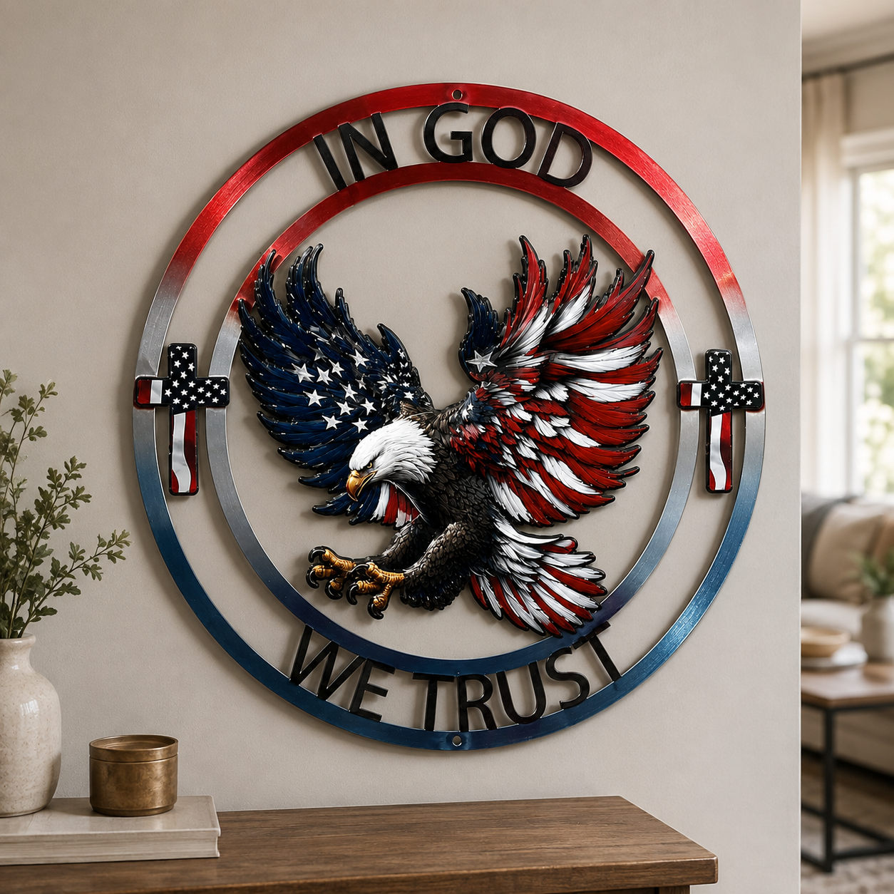 In God We Trust Bald Eagle Wall Decor
