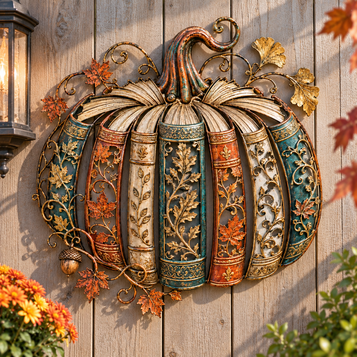 Book Pumpkin Fall Metal Wall Decor