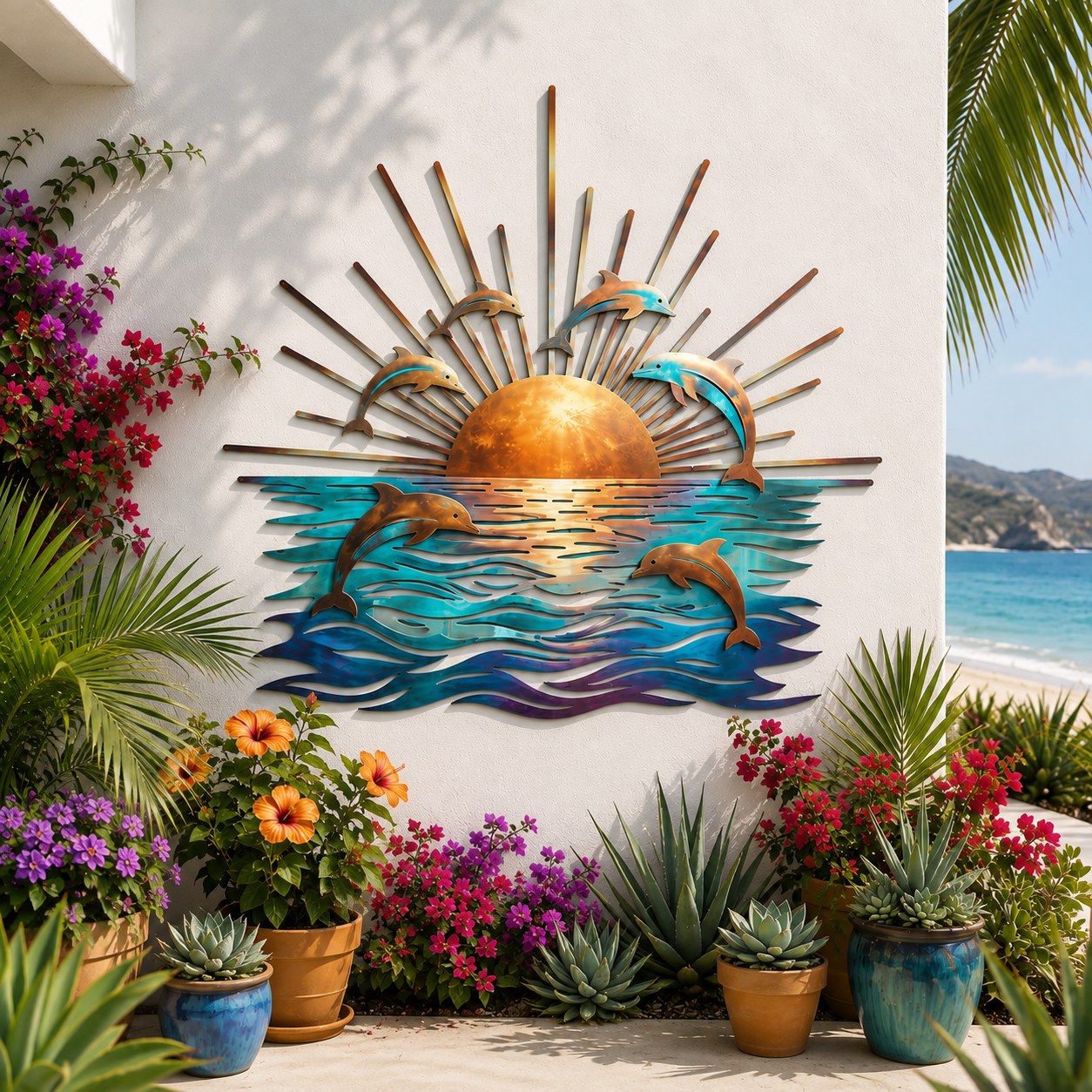 Dolphin Sunset Ocean Wall Decor