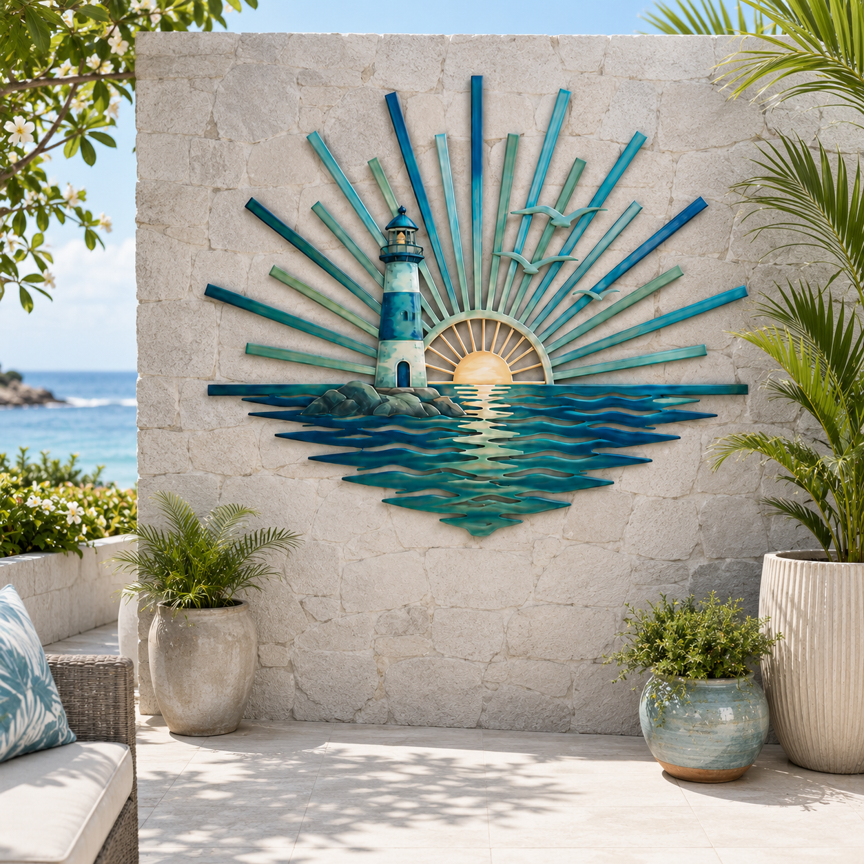 Lighthouse Sunset Ocean Wall Decor