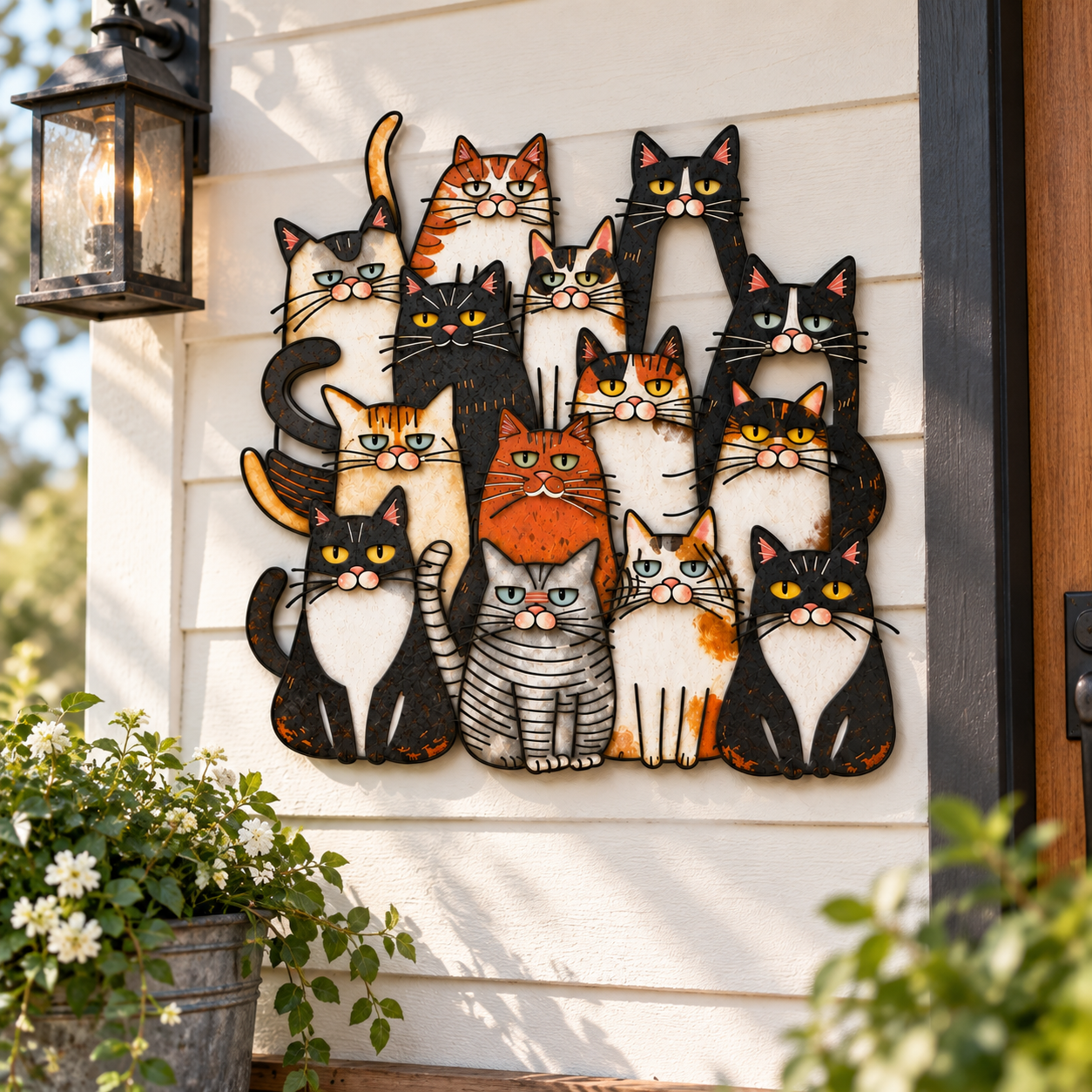Funny Cat Family Metal Wall Decor