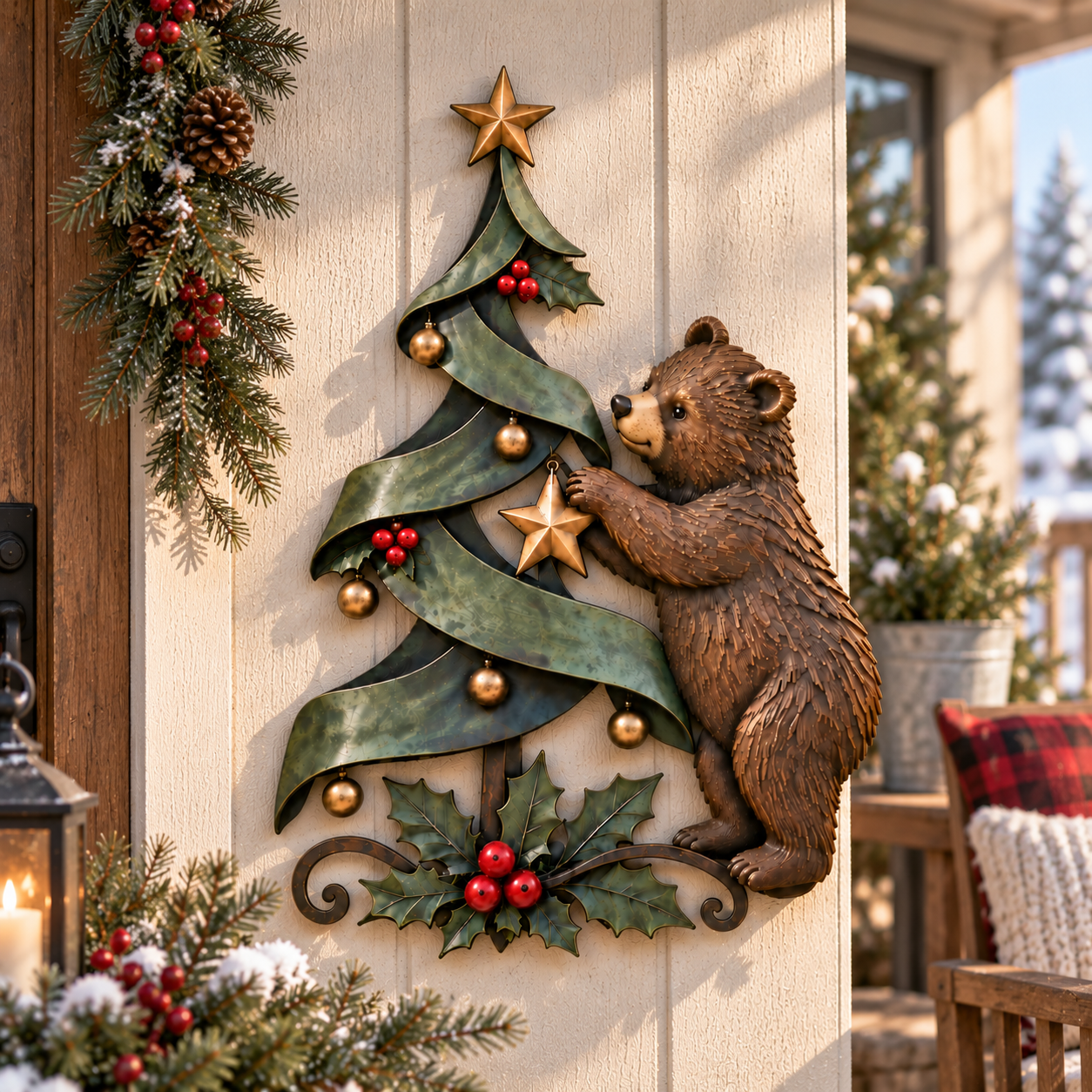Christmas Bear Metal Wall Decor
