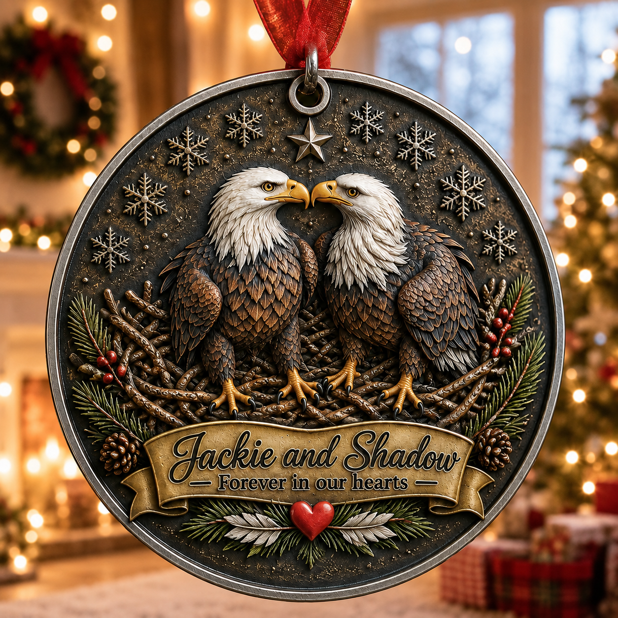 Jackie & Shadow Bald Eagle Memorial Christmas Ornament