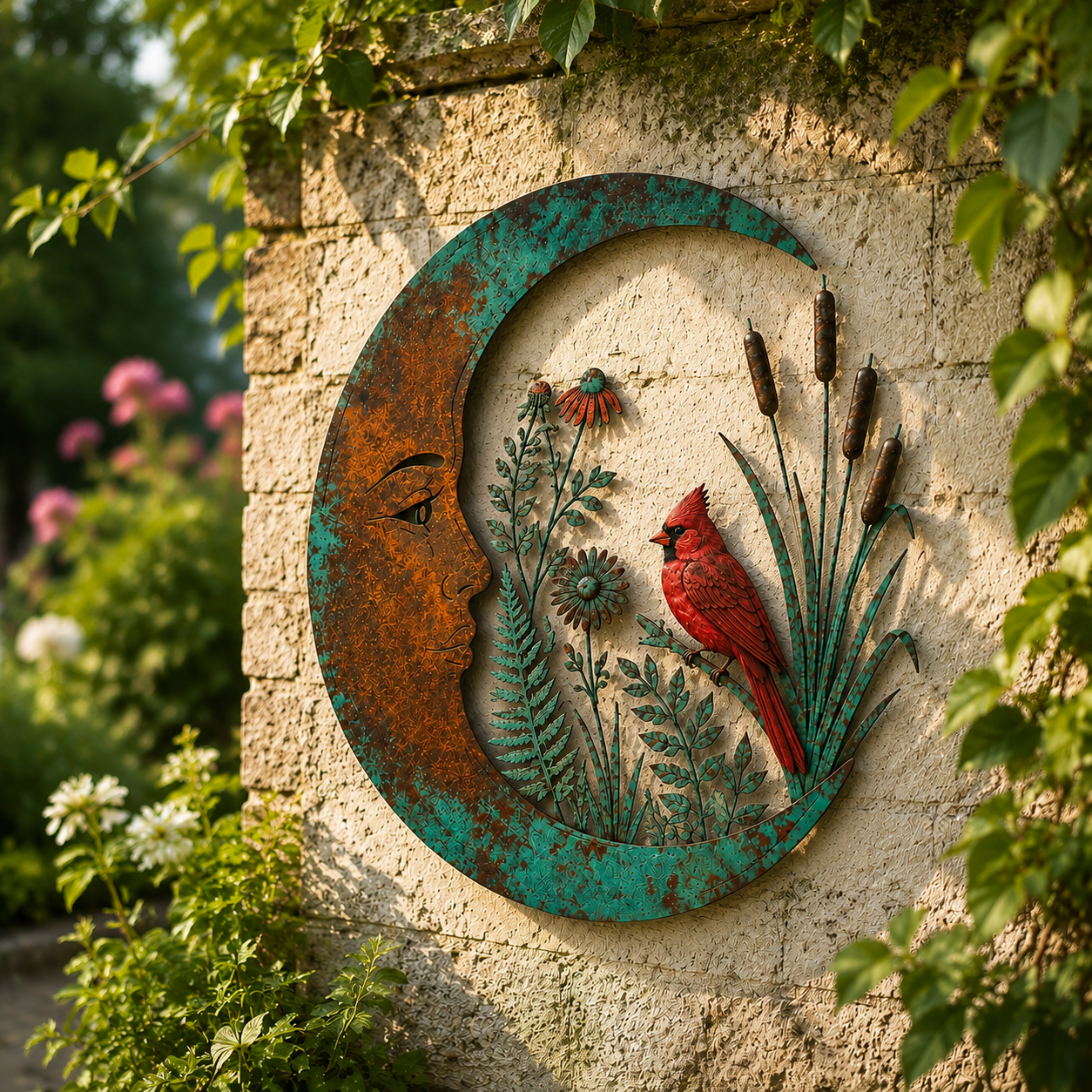 Crescent Moon Cardinal Wall Decor