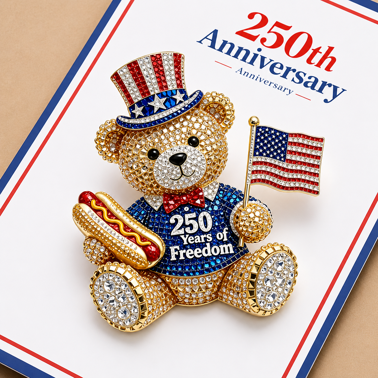 250 Years of Freedom Bear Brooch Pin