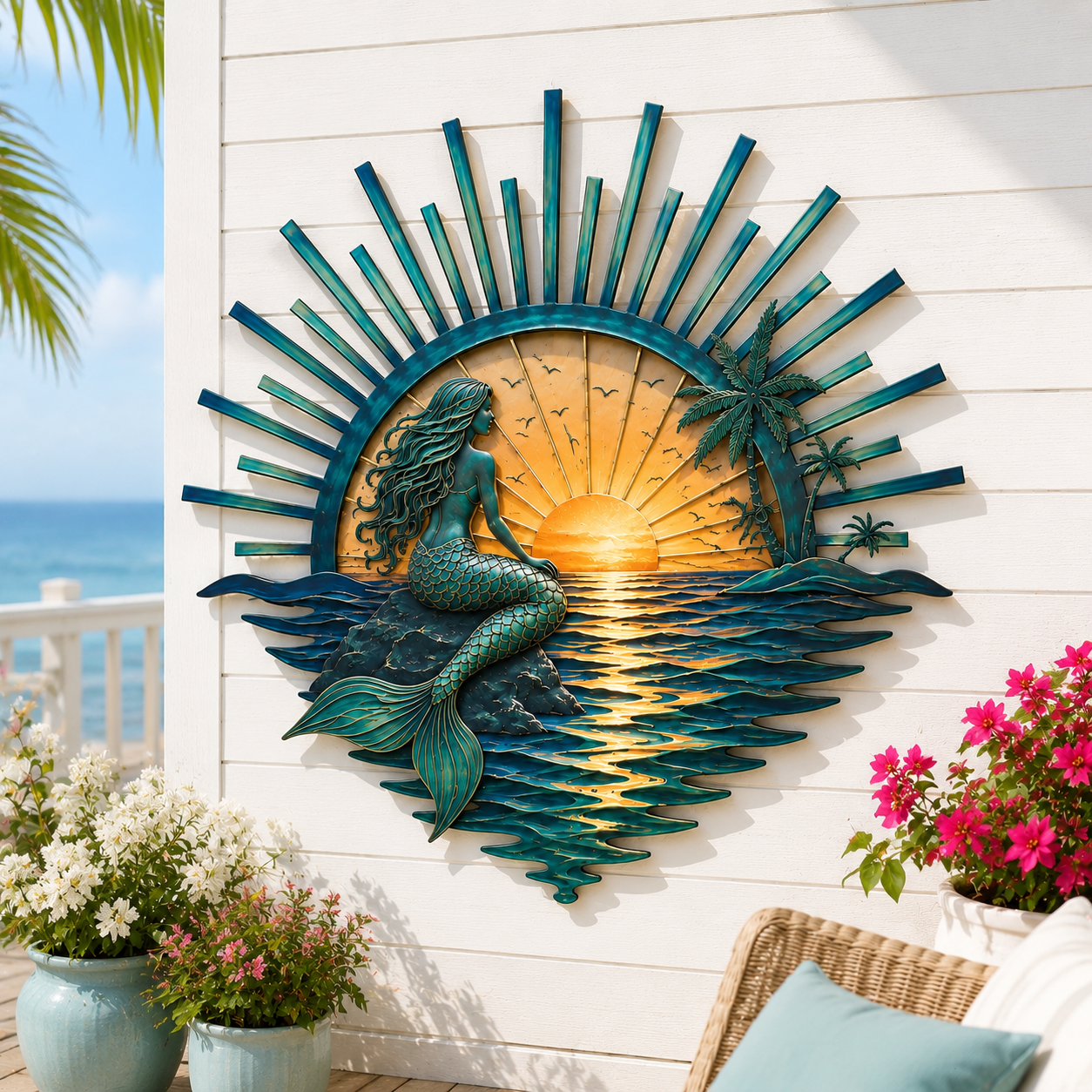 Mermaid Sunset Ocean Wall Decor