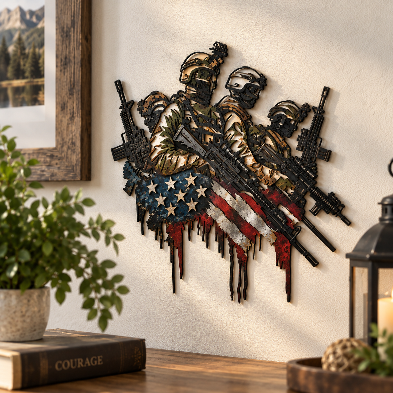 Patriotic Military Soldiers Metal Wall Art