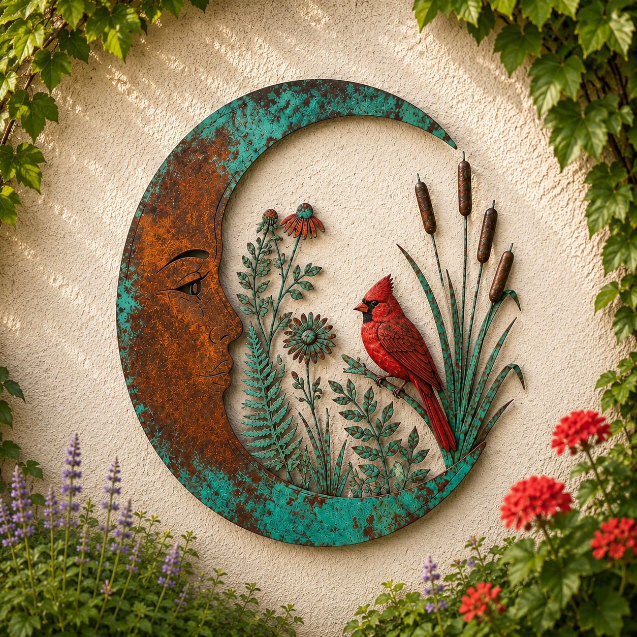 Crescent Moon Cardinal Wall Decor