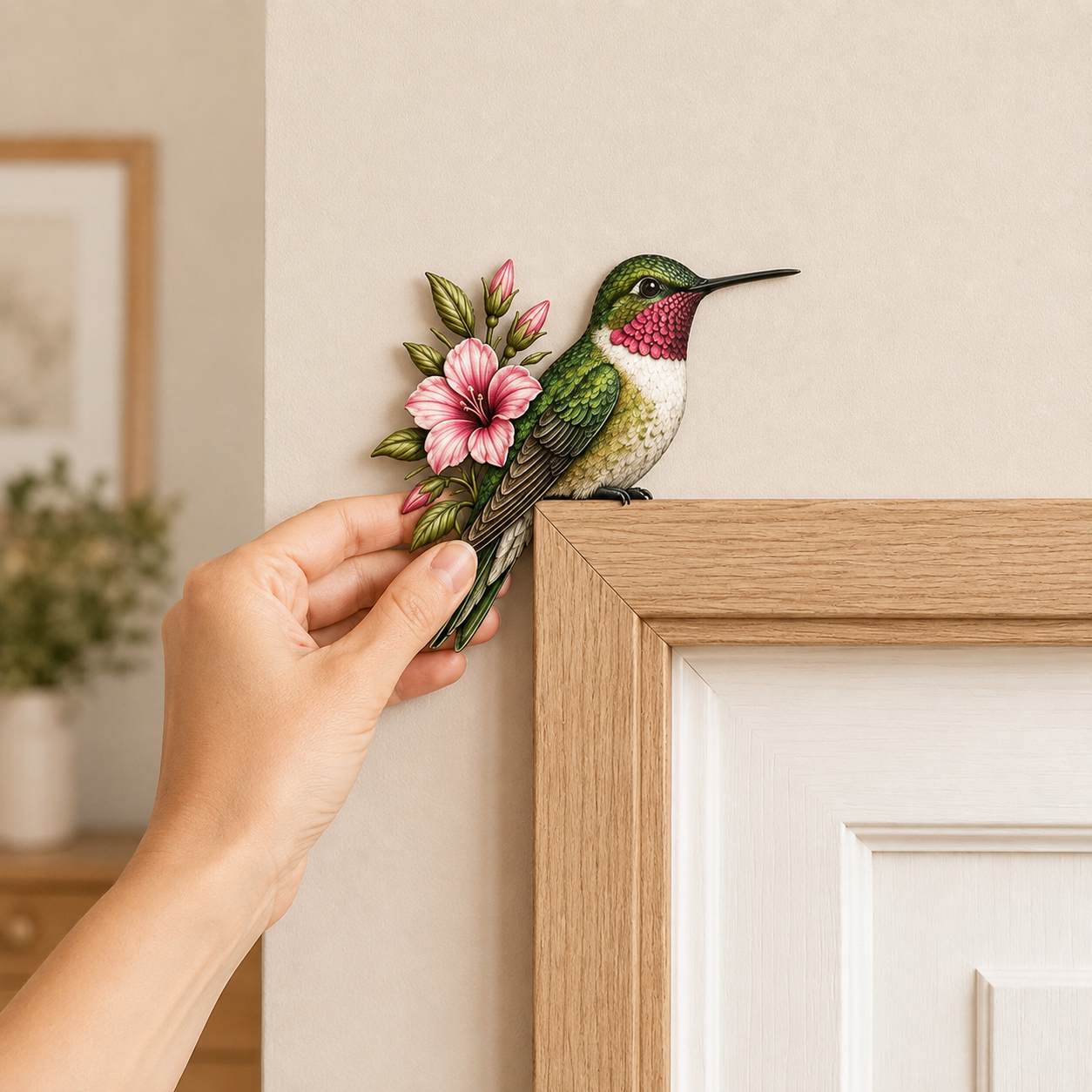  Wooden Hummingbird Door Topper