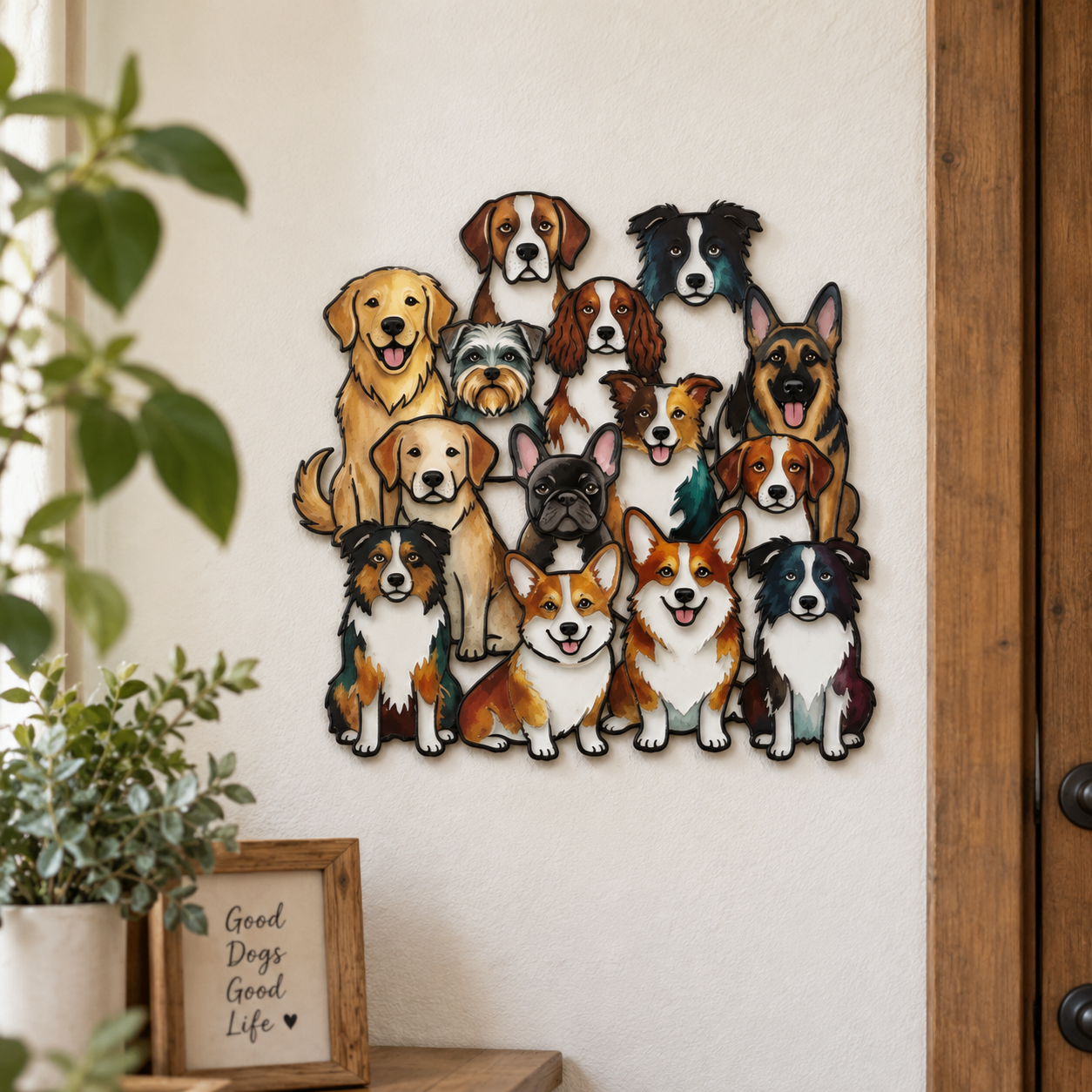 Colorful Multi-Breed Dog Wall Decor