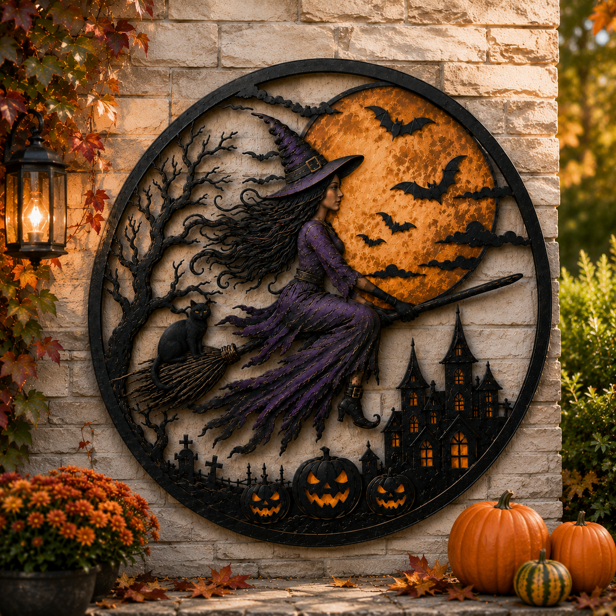 Witch Moon Halloween Metal Wall Decor