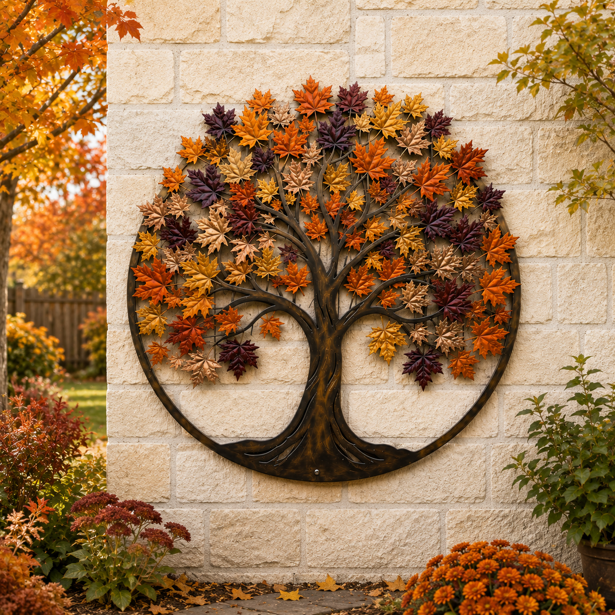 Metal Autumn Tree Metal Wall Art