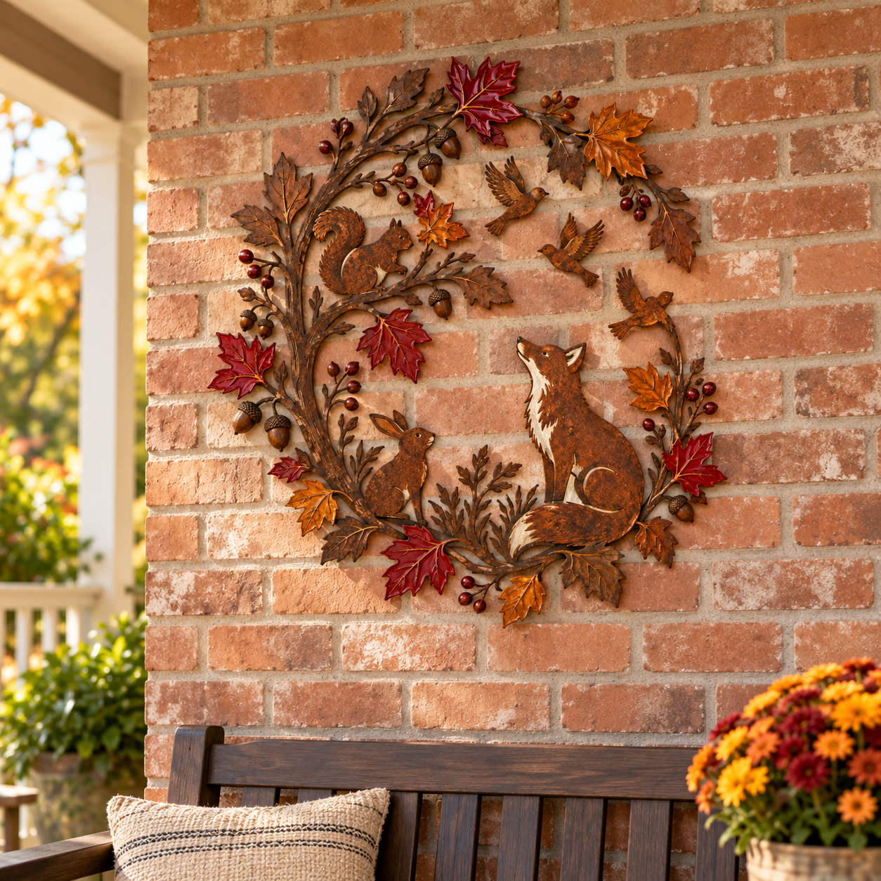 Autumn Woodland Animals Metal Wall Decor