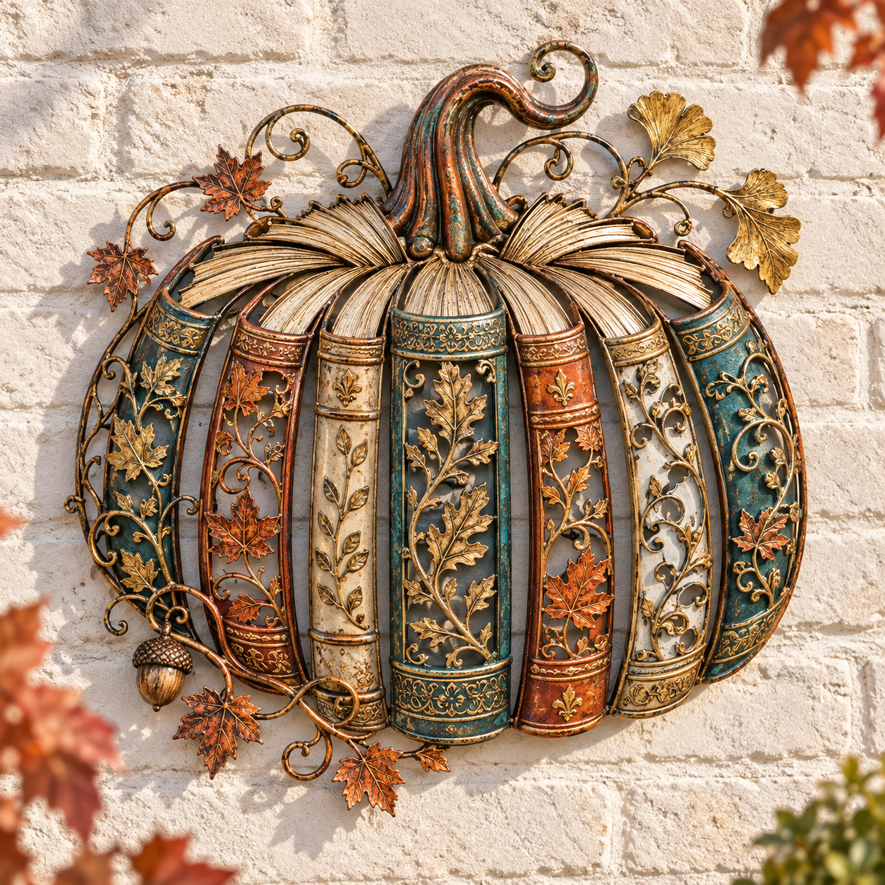 Book Pumpkin Fall Metal Wall Decor