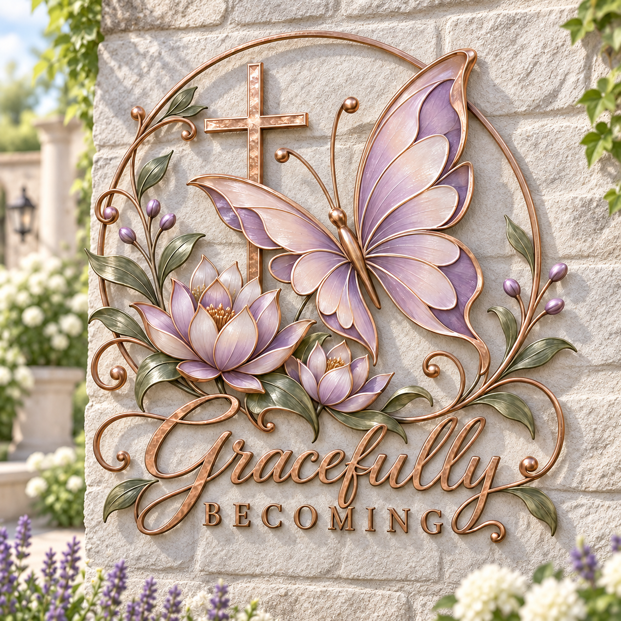 Gracefully Becoming Butterfly Cross Metal Wall Decor