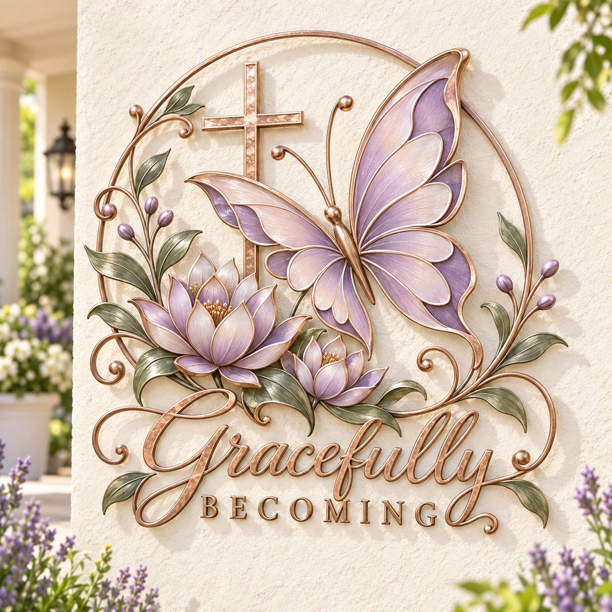 Gracefully Becoming Butterfly Cross Metal Wall Decor