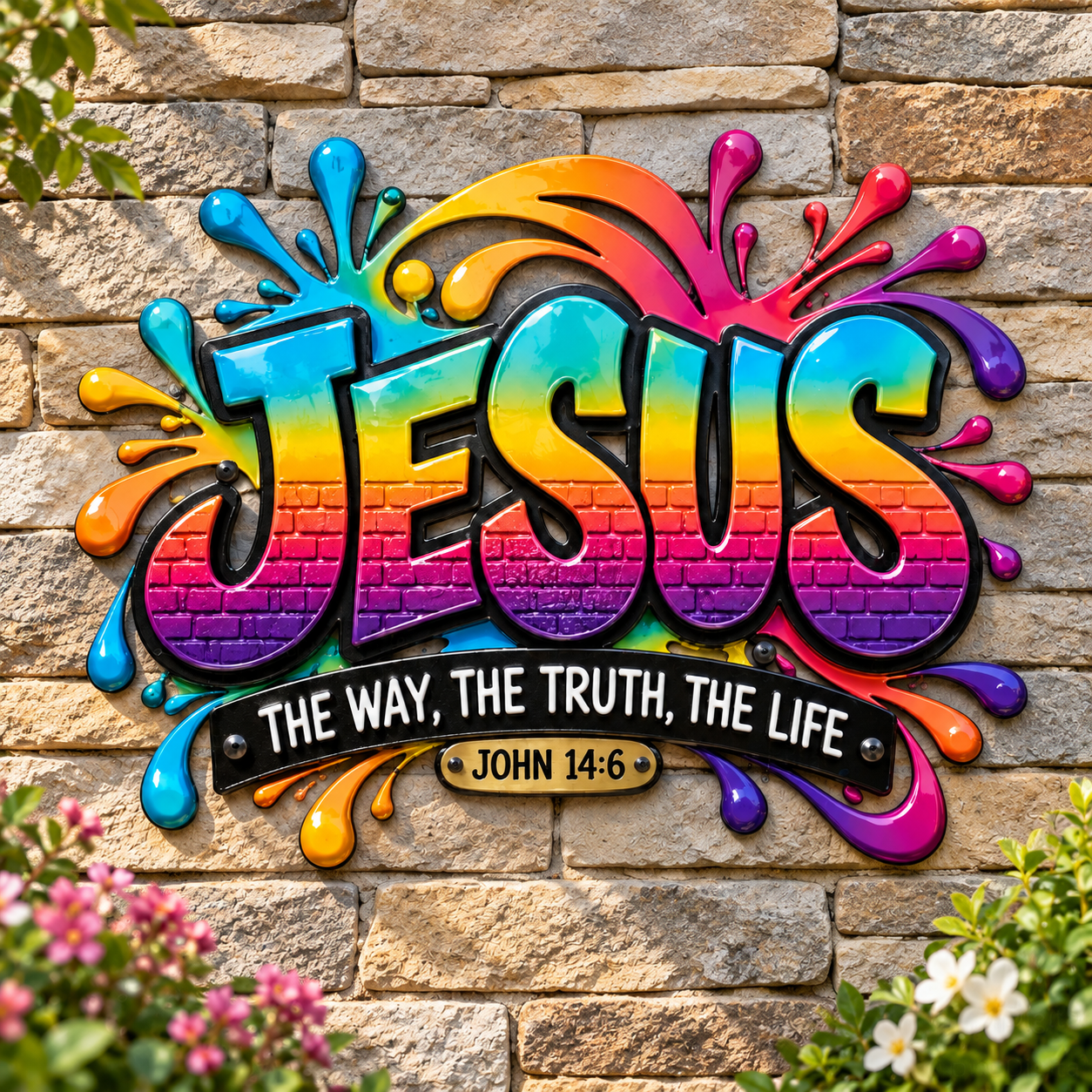 Jesus-The Way, The Truth, The Life Christian Metal Wall Decor
