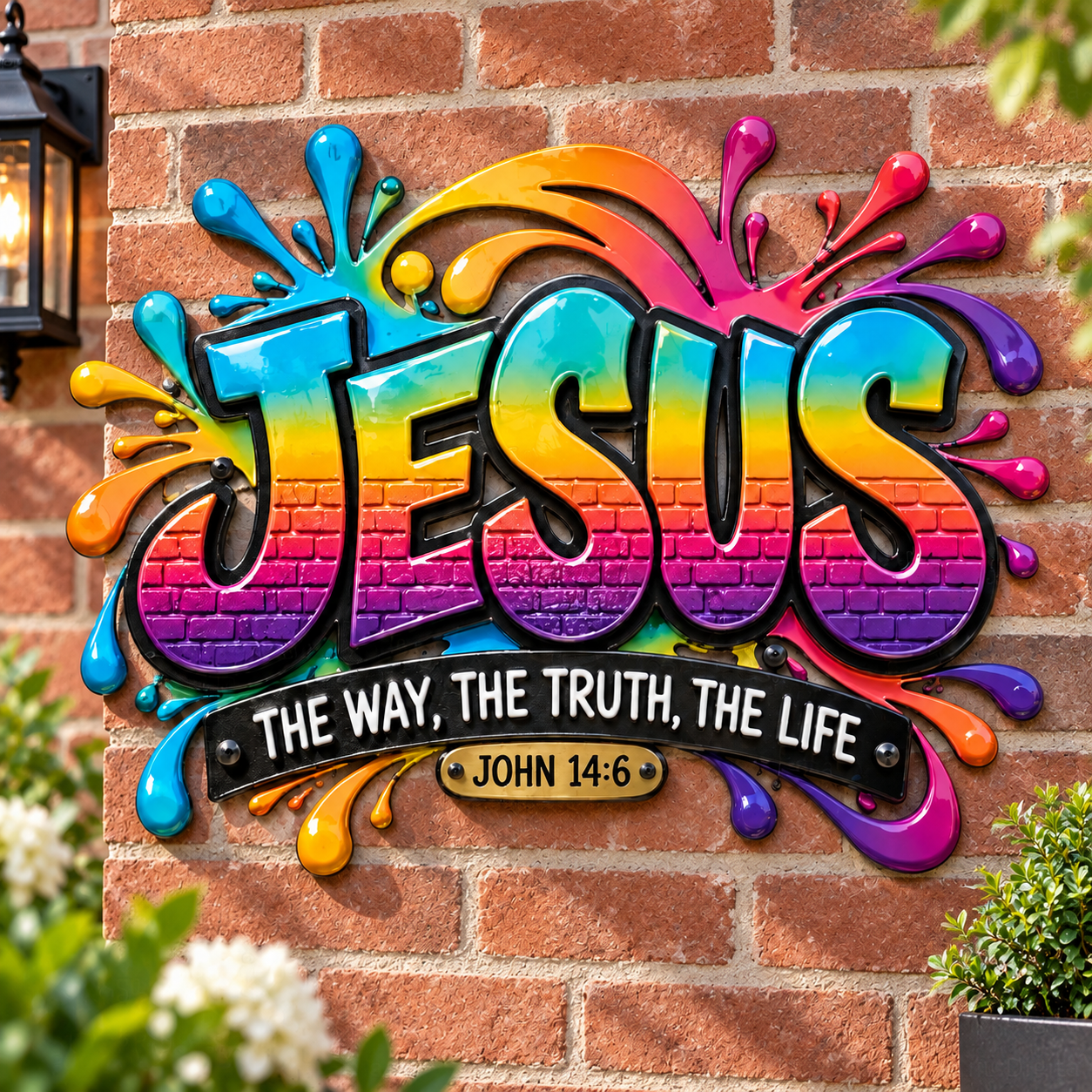 Jesus-The Way, The Truth, The Life Christian Metal Wall Decor