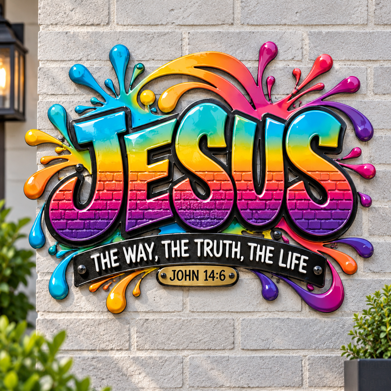 Jesus-The Way, The Truth, The Life Christian Metal Wall Decor