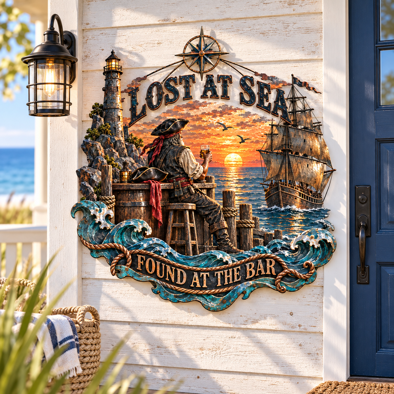 Lost at Sea, Found at the Bar Pirate Metal Wall Decor