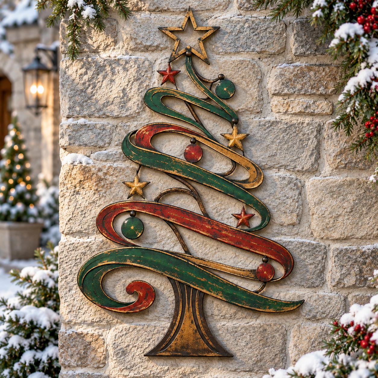 Rustic Christmas Tree Metal Wall Decor