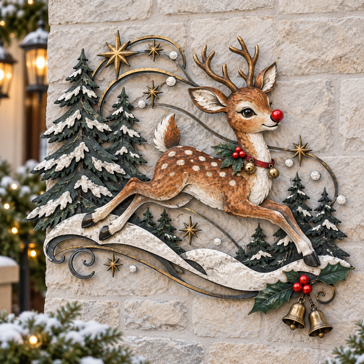 Christmas Reindeer Metal Wall Decor