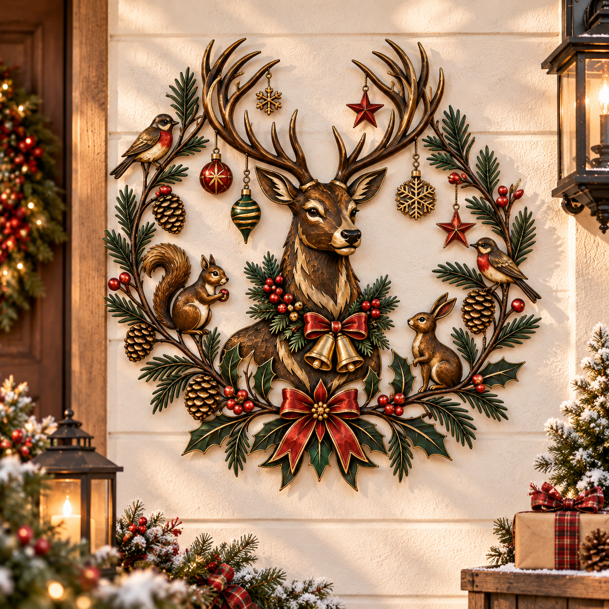 Christmas Deer Woodland Metal Wall Decor