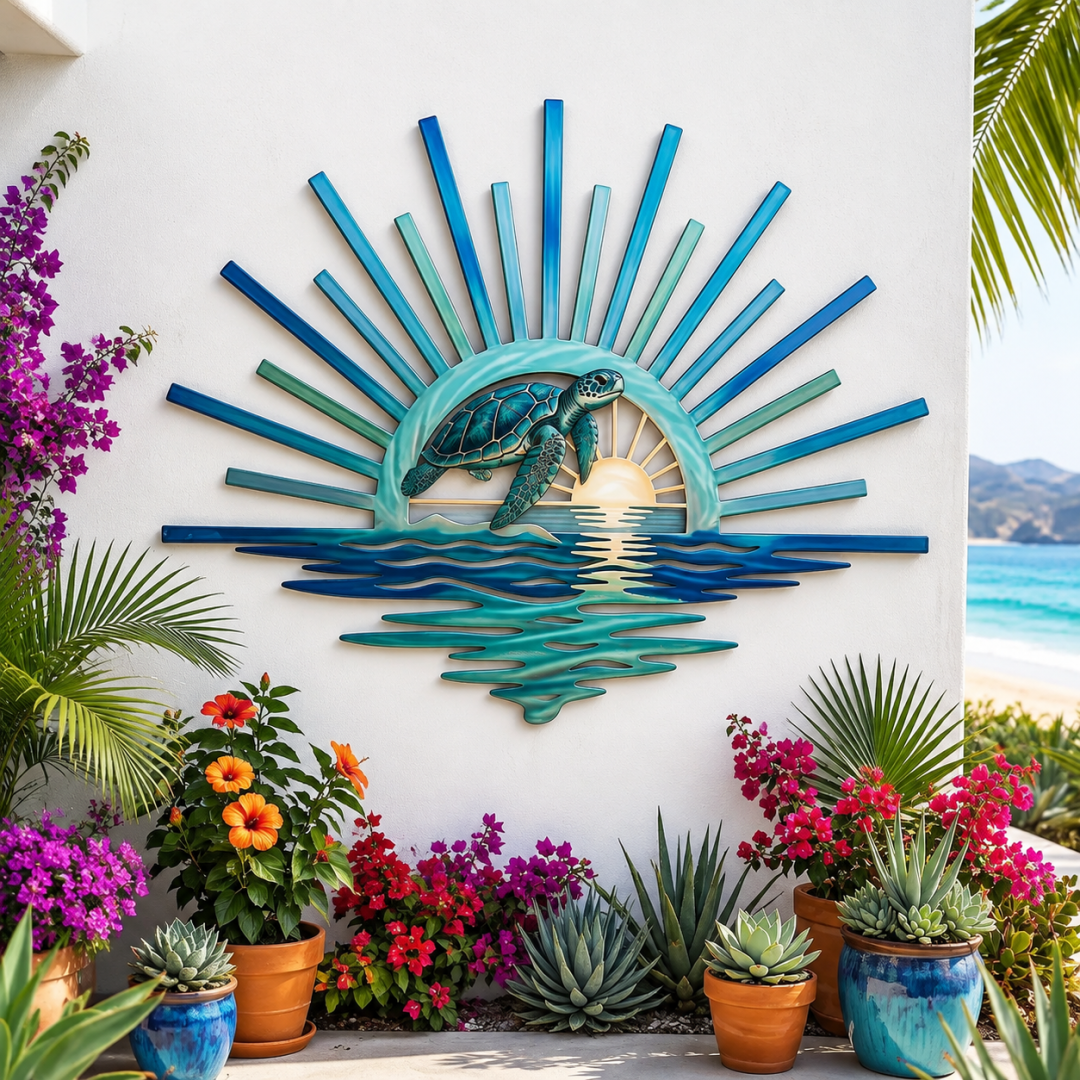 Sea Turtle Sunset Wall Decor