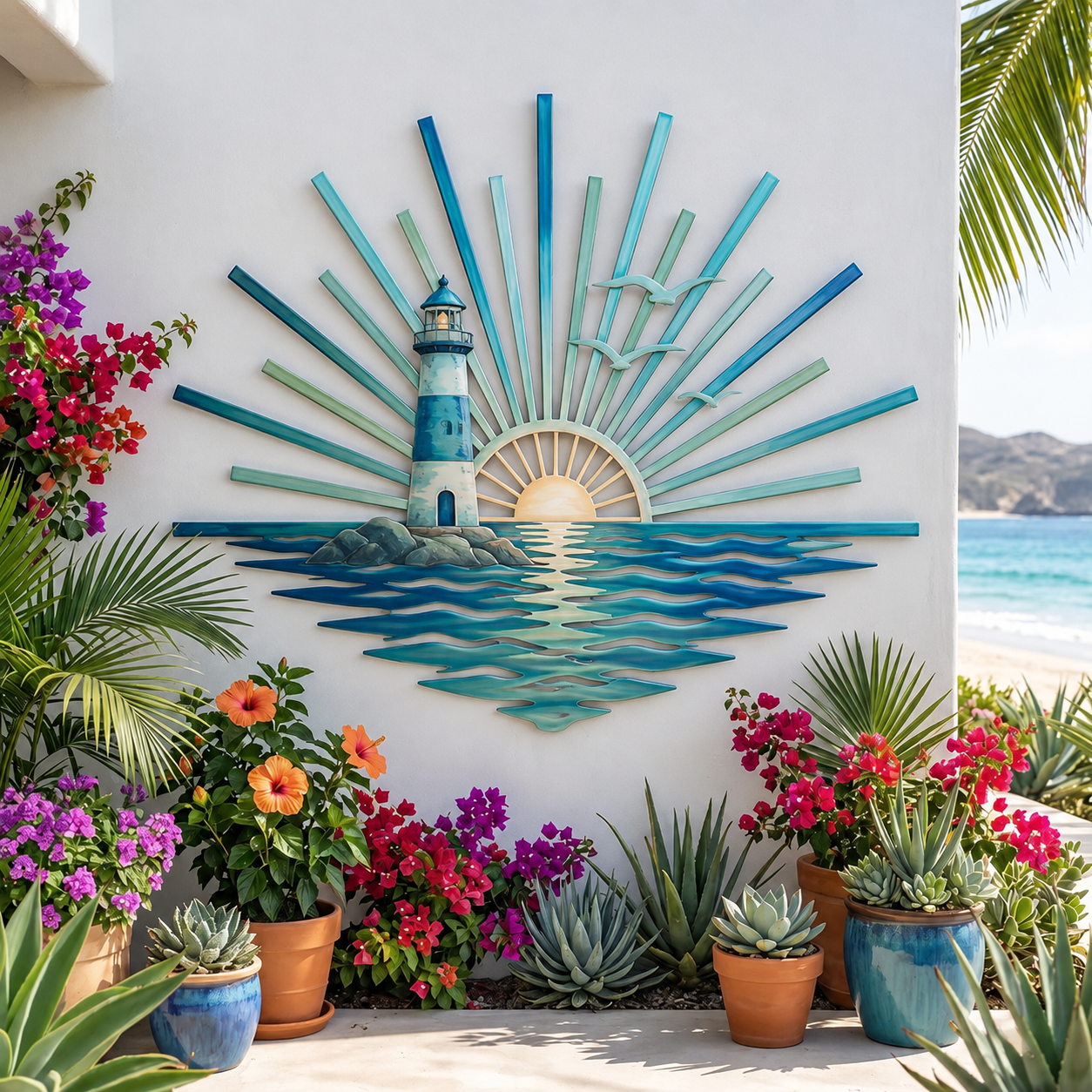 Lighthouse Sunset Ocean Wall Decor