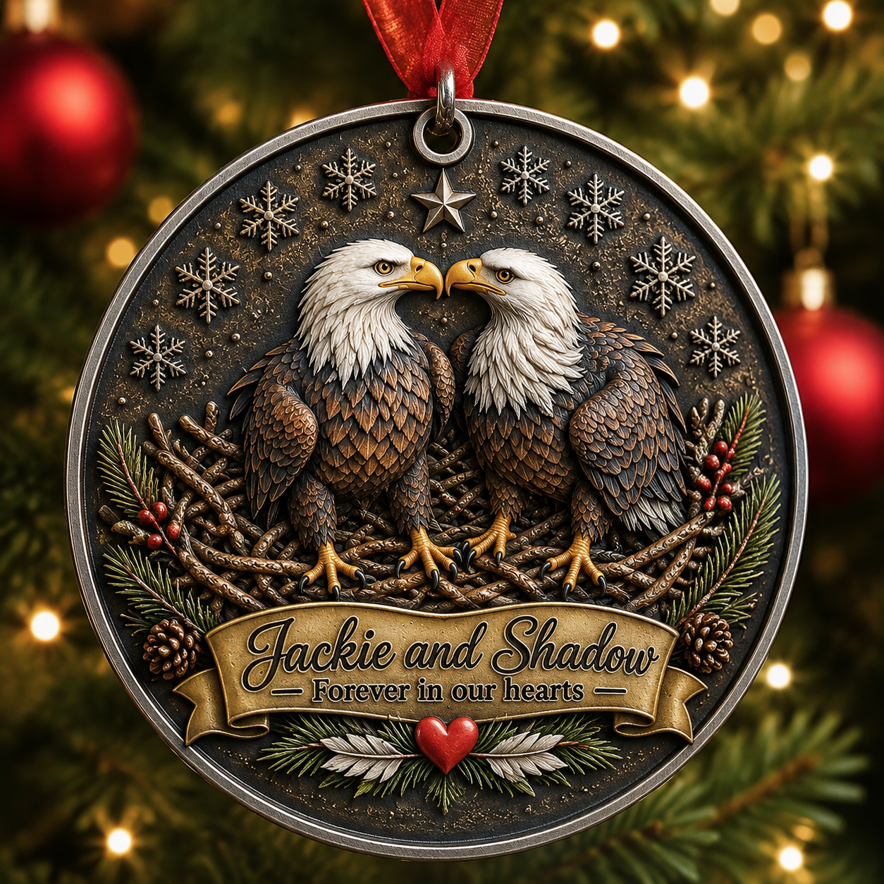 Jackie & Shadow Bald Eagle Memorial Christmas Ornament