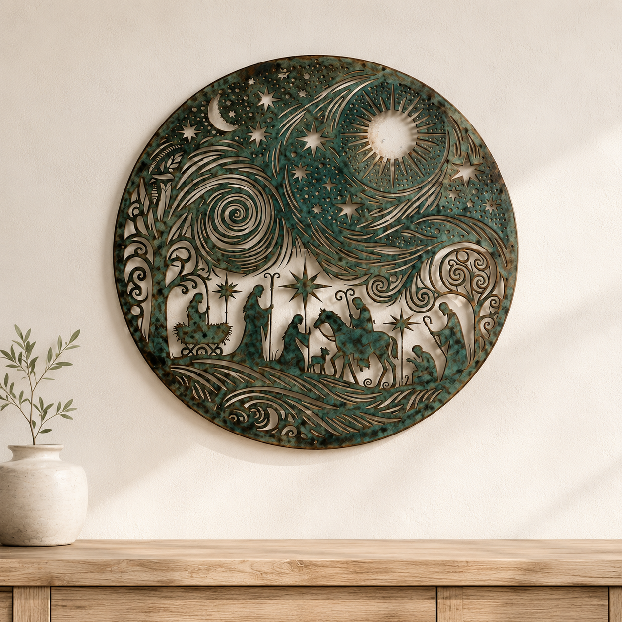 Starry Night Nativity Wall Decor