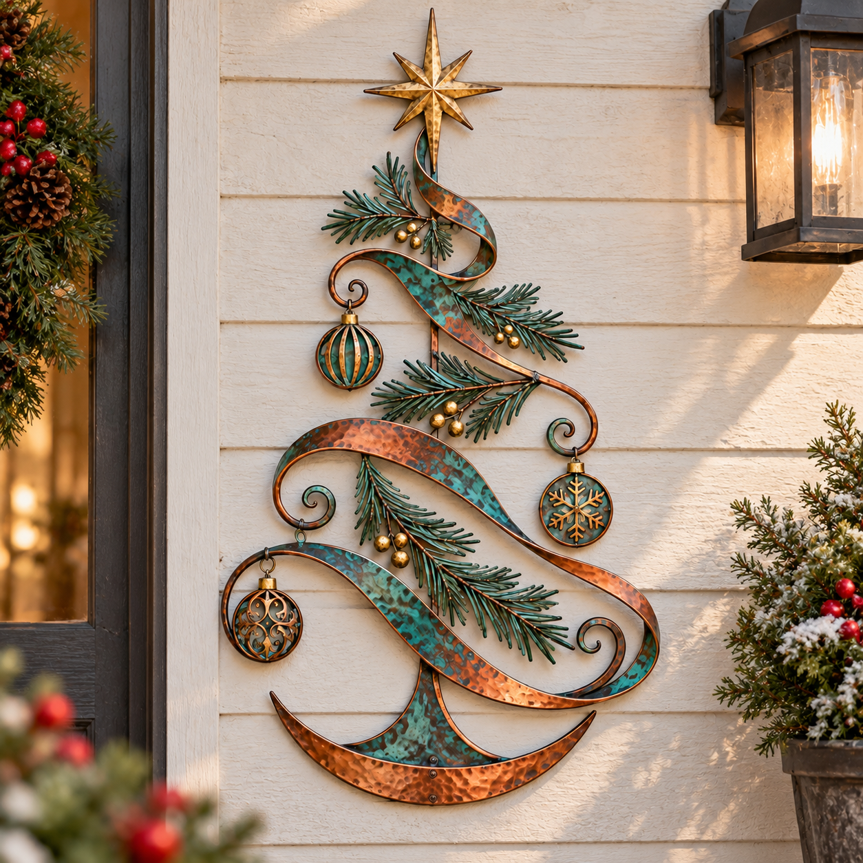 Rustic Christmas Tree Metal Wall Decor