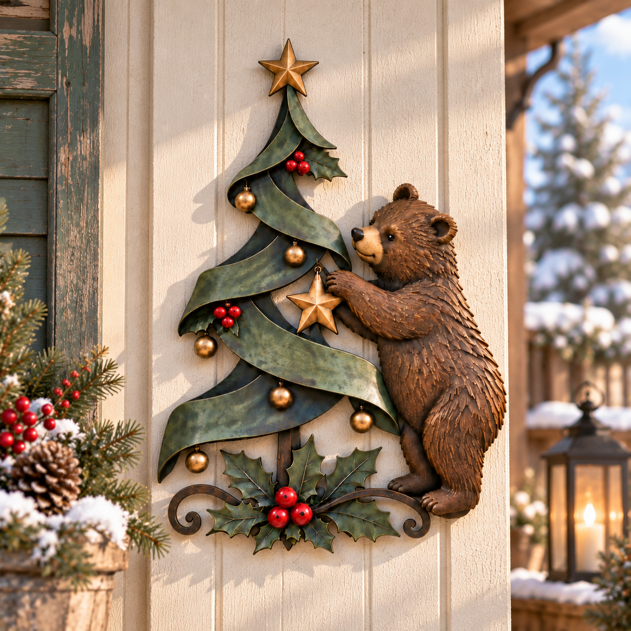 Christmas Bear Metal Wall Decor