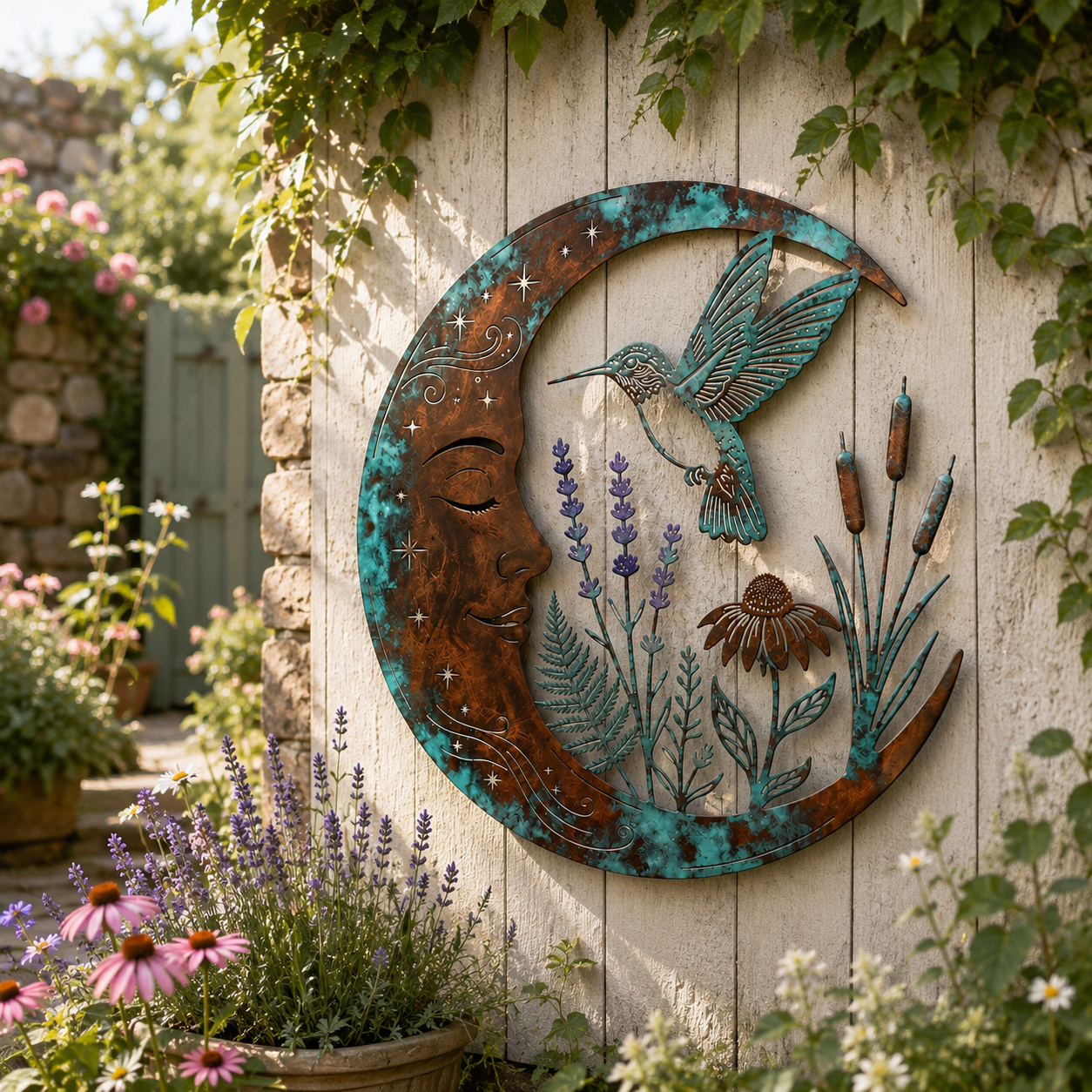 Moon Hummingbird Metal Wall Art