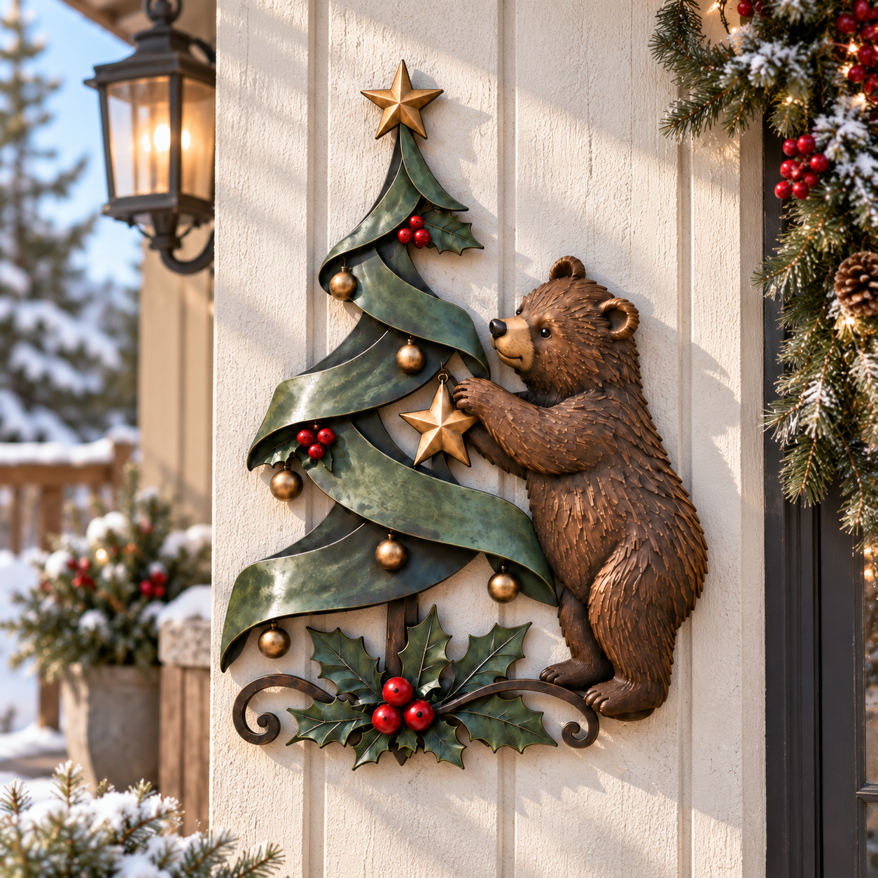 Christmas Bear Metal Wall Decor