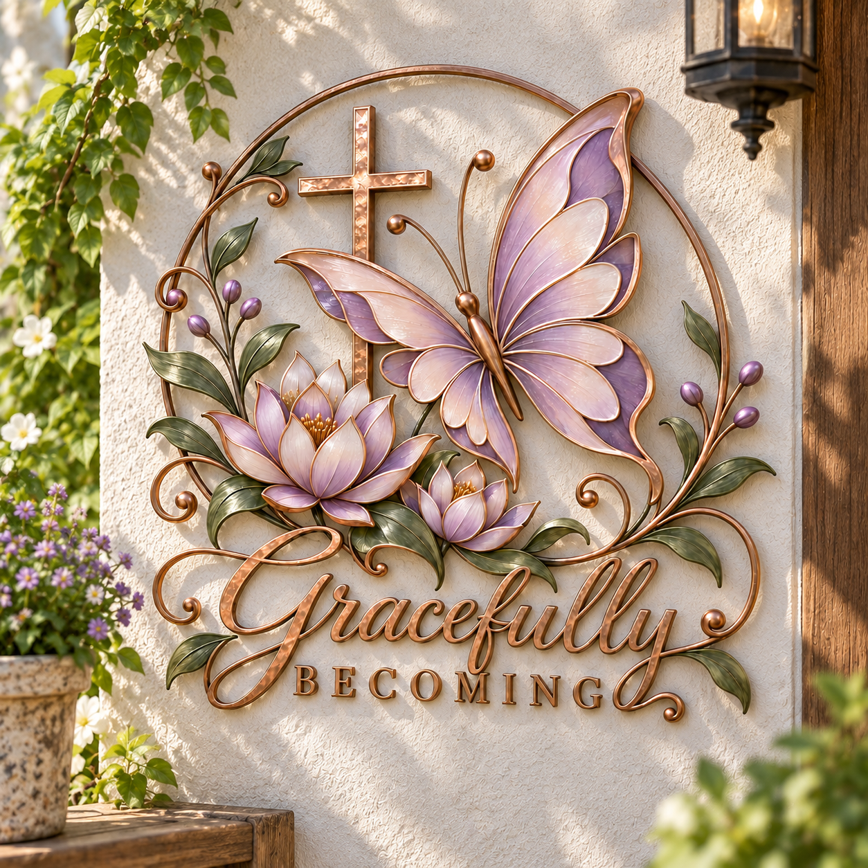 Gracefully Becoming Butterfly Cross Metal Wall Decor