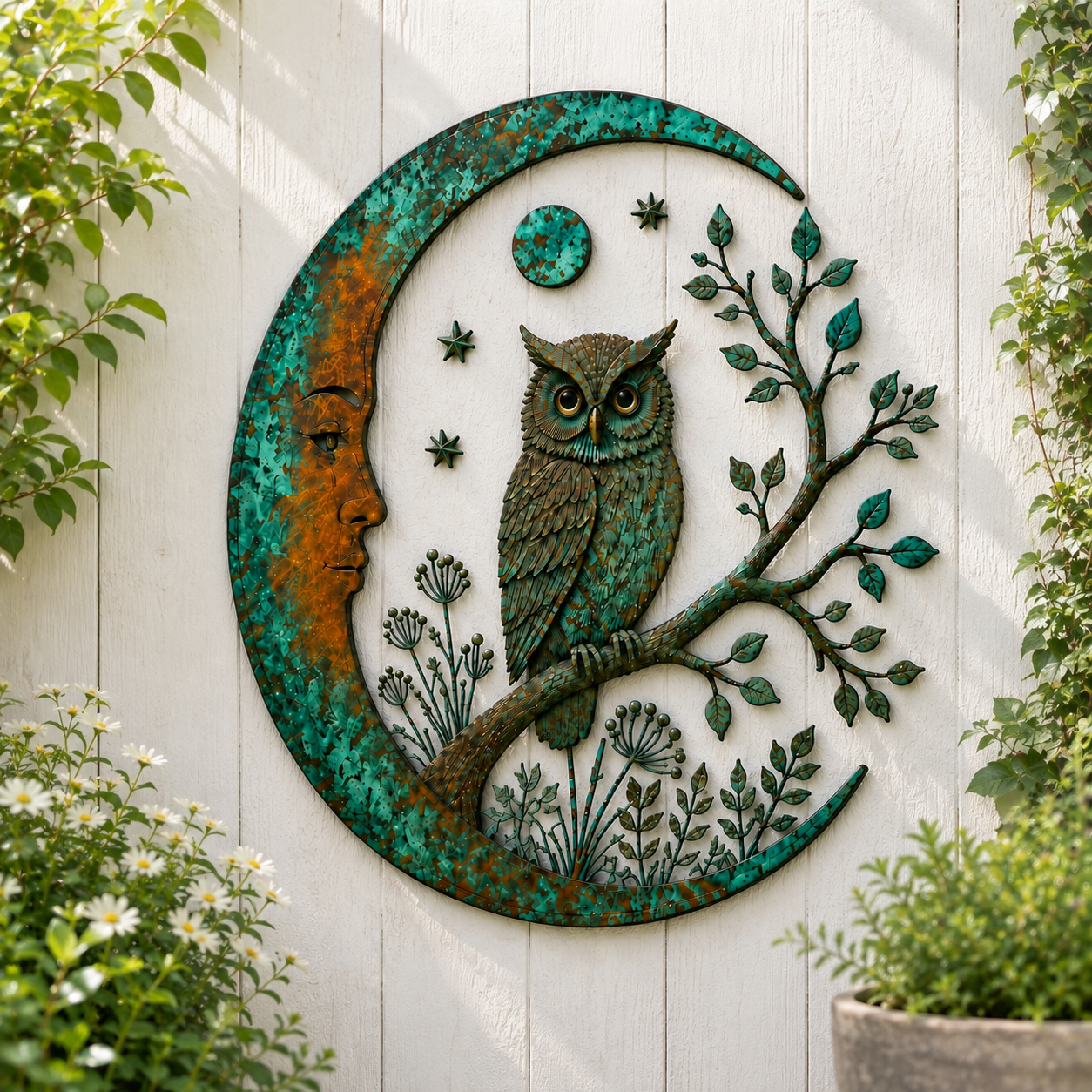 Crescent Moon Owl Wall Decor