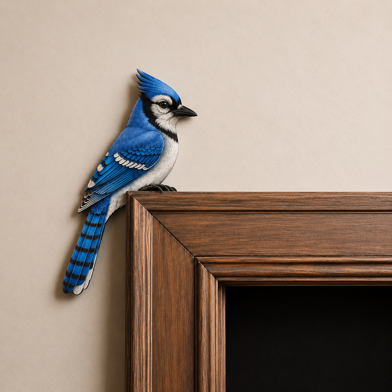 Wooden Blue Jay Door Topper
