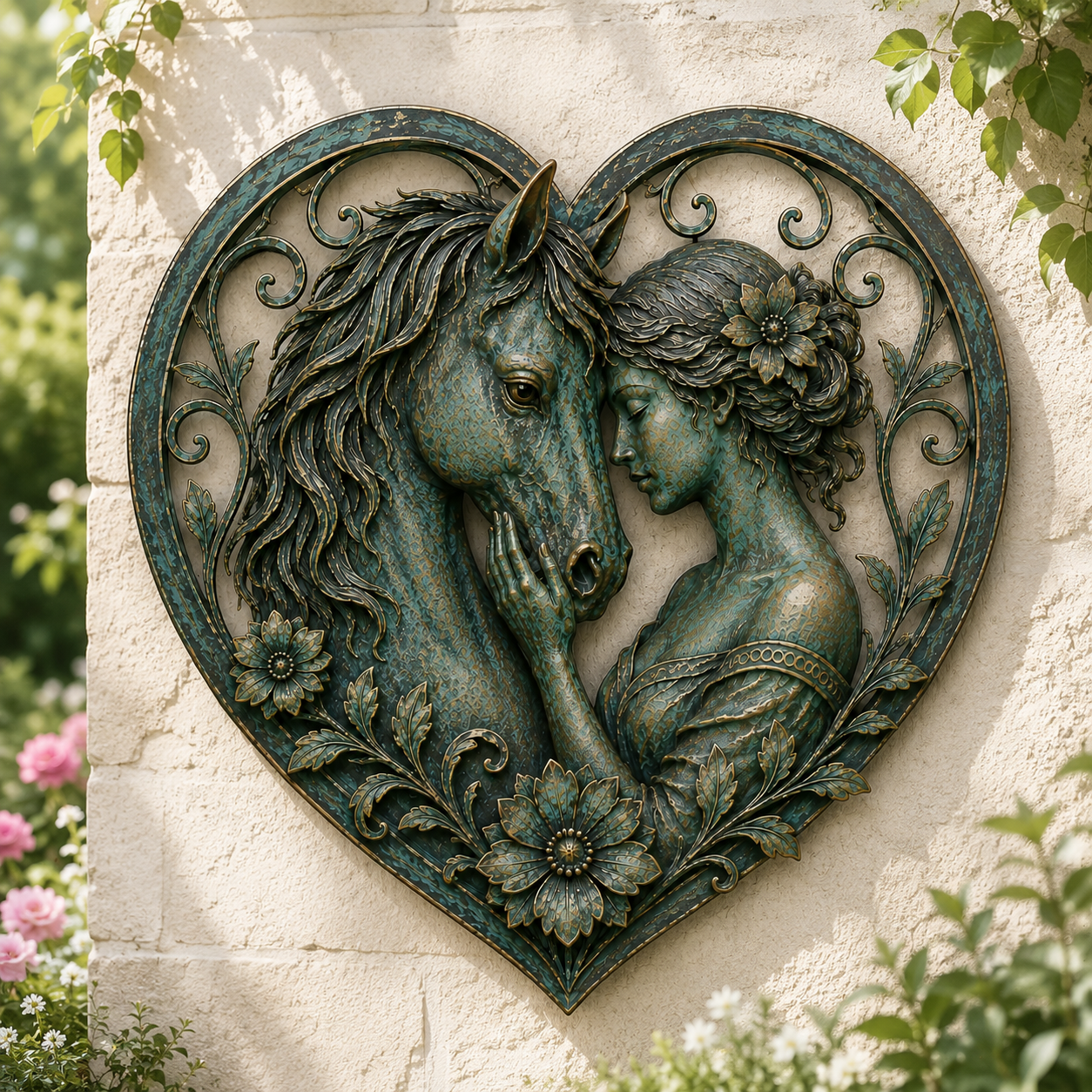 Horse & Woman Heart Wall Decor
