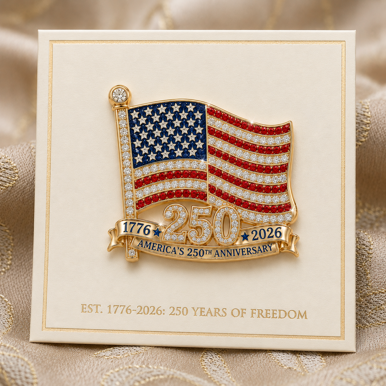 America’s 250th Anniversary Rhinestone Flag Pin