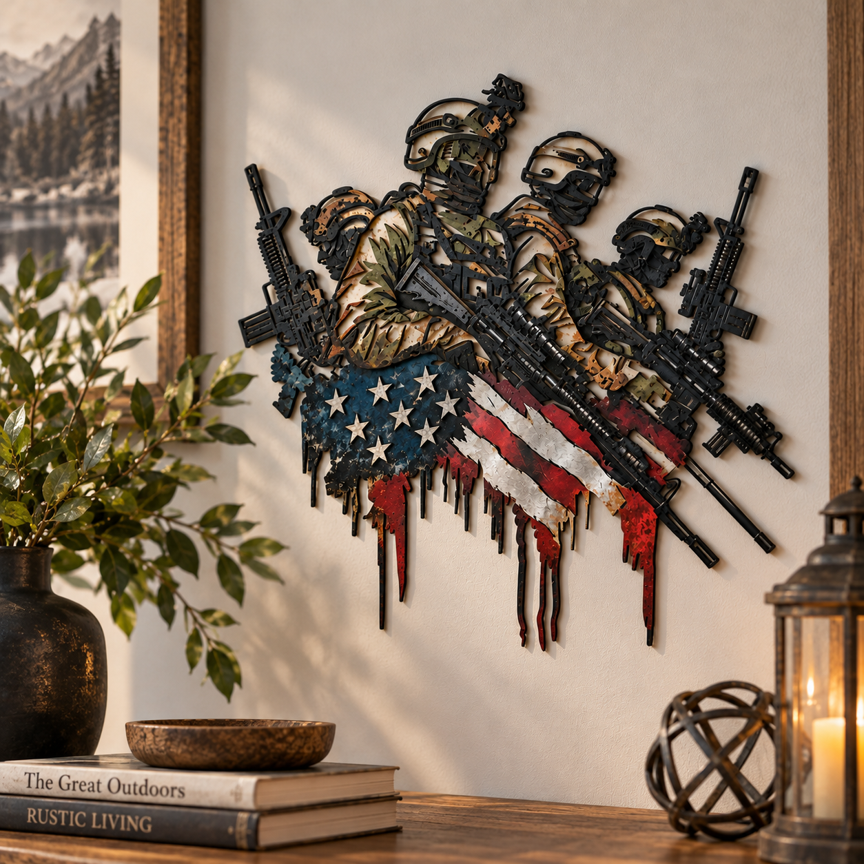 Patriotic Military Soldiers Metal Wall Art