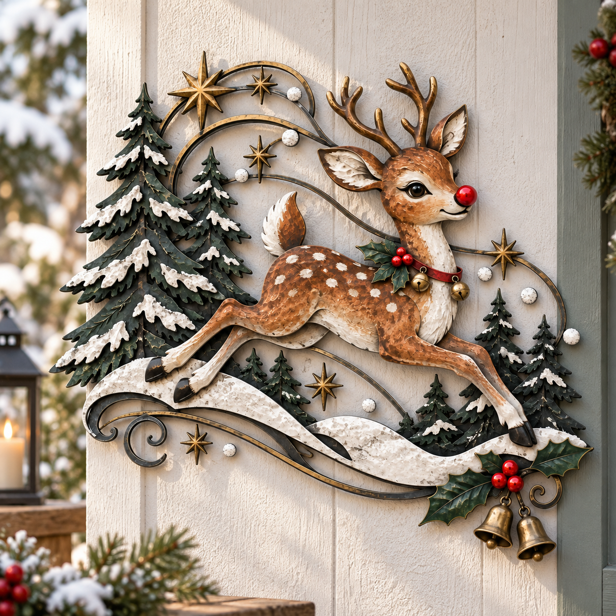 Christmas Reindeer Metal Wall Decor