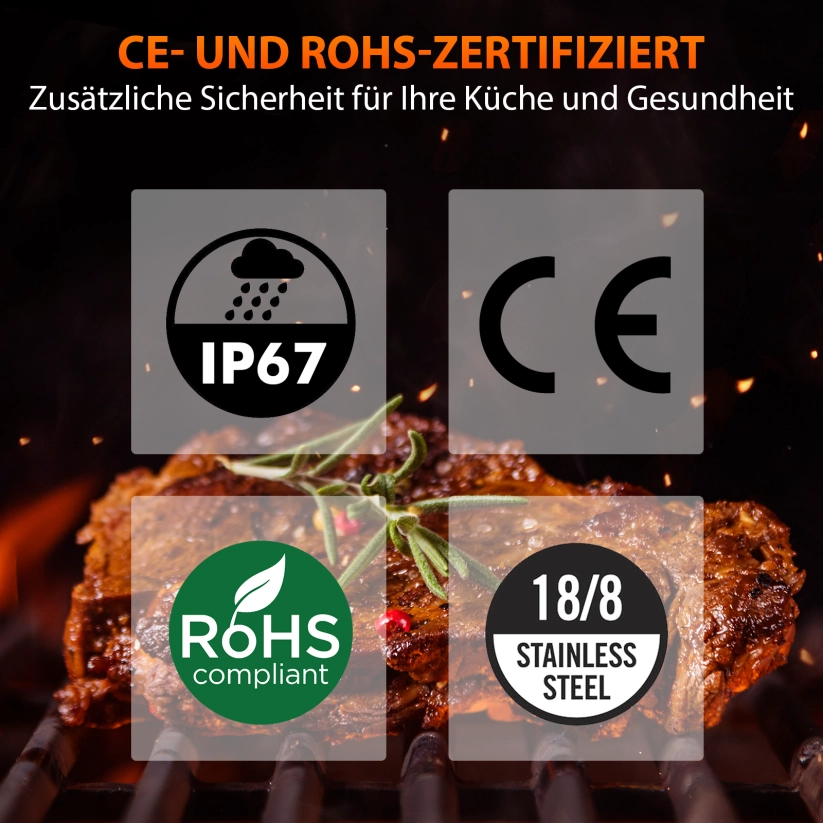 Grillpar BQ-60 – Kabelloses Bluetooth-Thermometer für Steak, Räuchern und Grillen