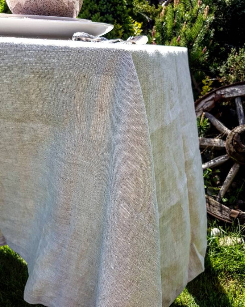 Washed Linen Tablecloth, Farmhouse Modern Style Dining Table Decoration